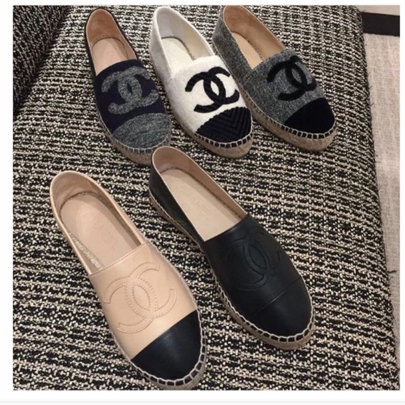 CHANEL Tweed Velvet CC Espadrilles 35 Grey Black with shoe bag - Picture 14 of 16